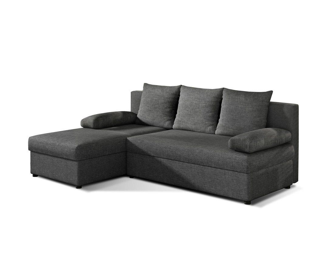 Canapé d'angle réversible 4 places convertible avec coffre en tissu Numancia