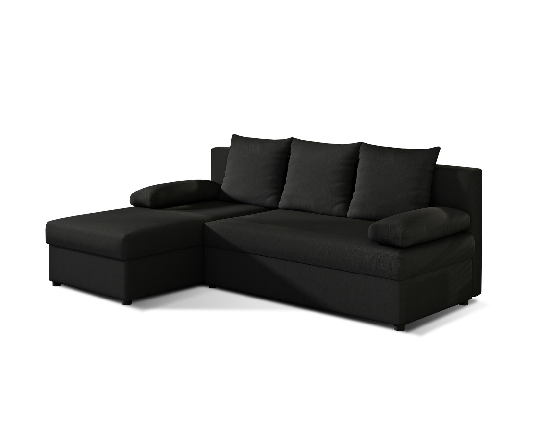 Canapé d'angle réversible 4 places convertible avec coffre en tissu Numancia