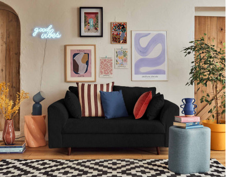 Canapé 2 places en velours côtelé Rune