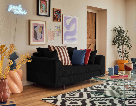 Canapé 2 places en velours côtelé Rune