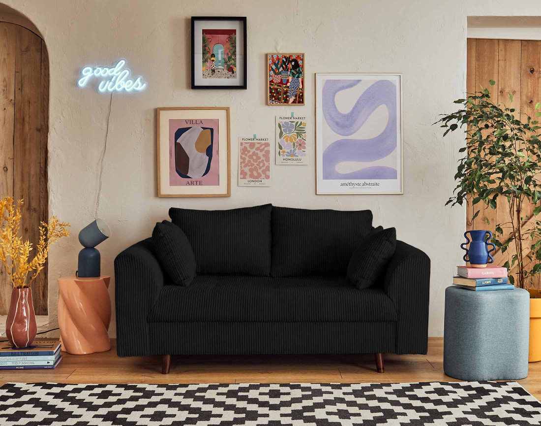 Canapé 2 places en velours côtelé Rune