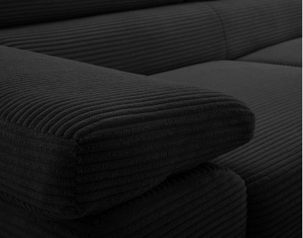 Canapé 3 places convertible avec têtières réglables en velours côtelé Pablo