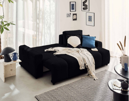 Canapé d'angle réversible convertible avec coffre 4 places en fausse fourrure Crocus