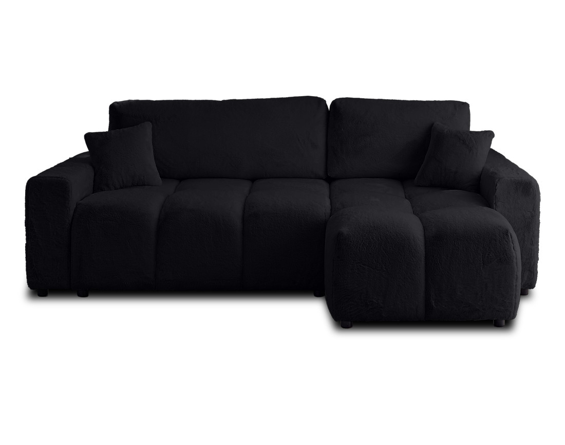 Canapé d'angle réversible convertible avec coffre 4 places en fausse fourrure Crocus