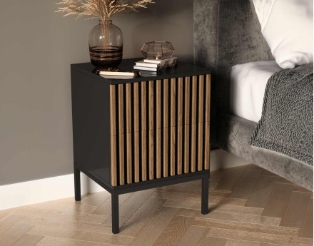 Table de chevet 40 cm bois et noir Savanna