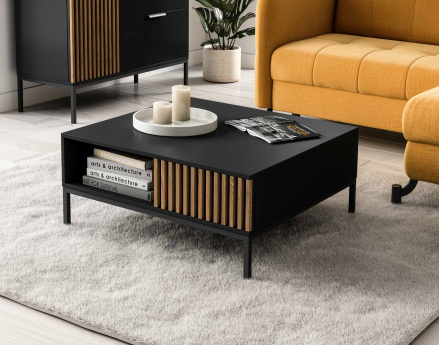 Table basse bois et noir 80 cm Savanna