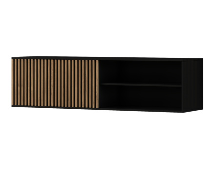 Meuble TV suspendu bois et noir 150 cm Savanna