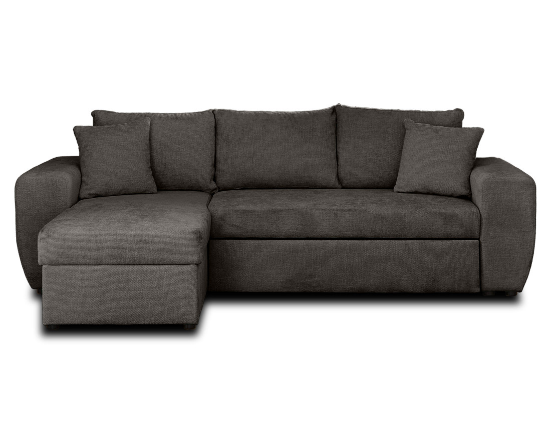 Canapé d'angle réversible 4 places convertible avec coffre en velours texturé Milan