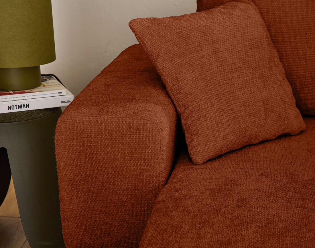 Canapé d'angle réversible 4 places convertible avec coffre en velours texturé Milan