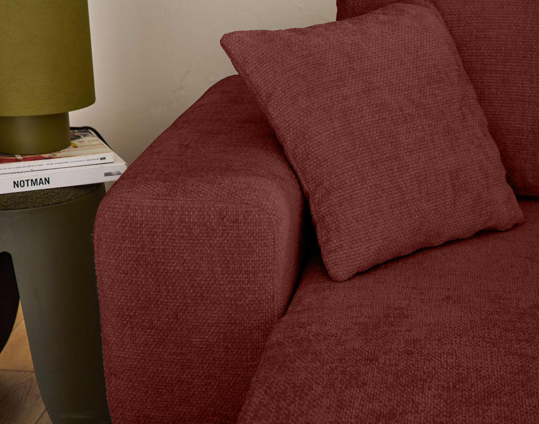 Canapé d'angle réversible 4 places convertible avec coffre en velours texturé Milan