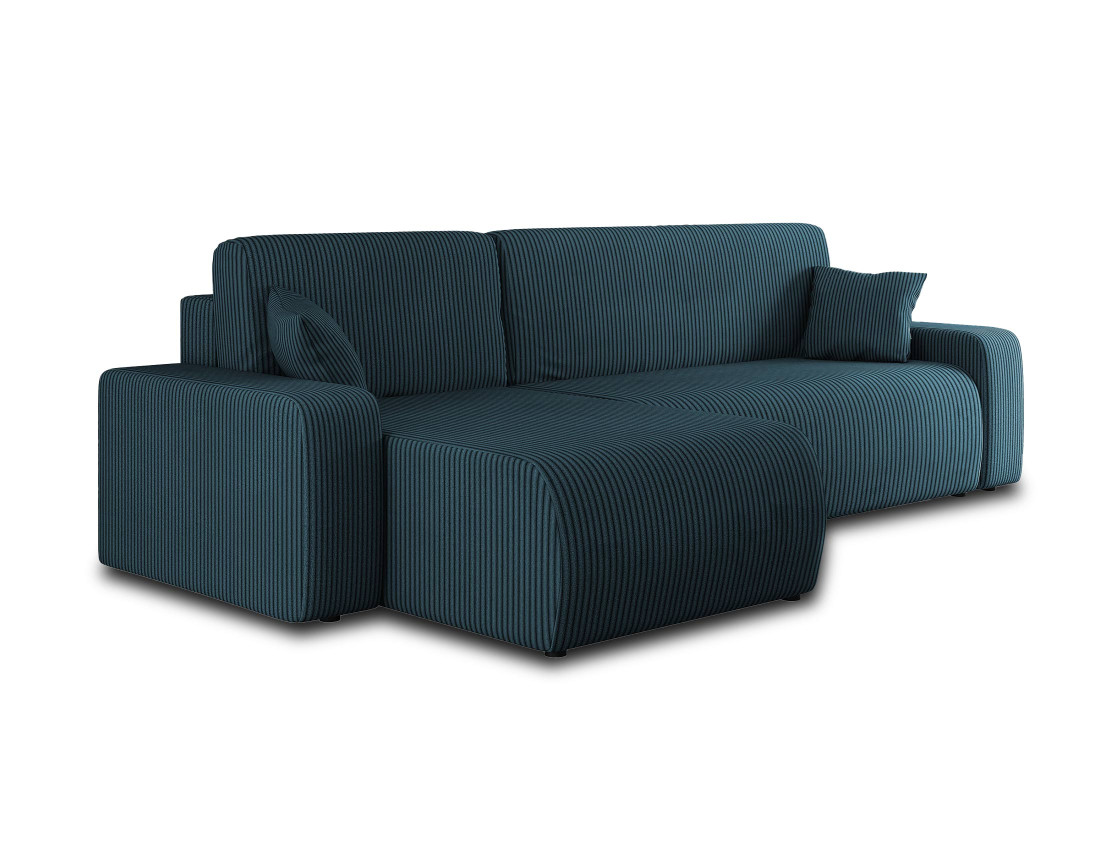 Canapé d'angle réversible 4 places convertible avec coffre en velours côtelé Artemisa