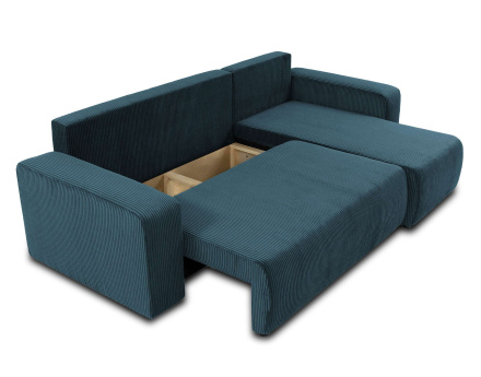 Canapé d'angle réversible 4 places convertible avec coffre en velours côtelé Artemisa