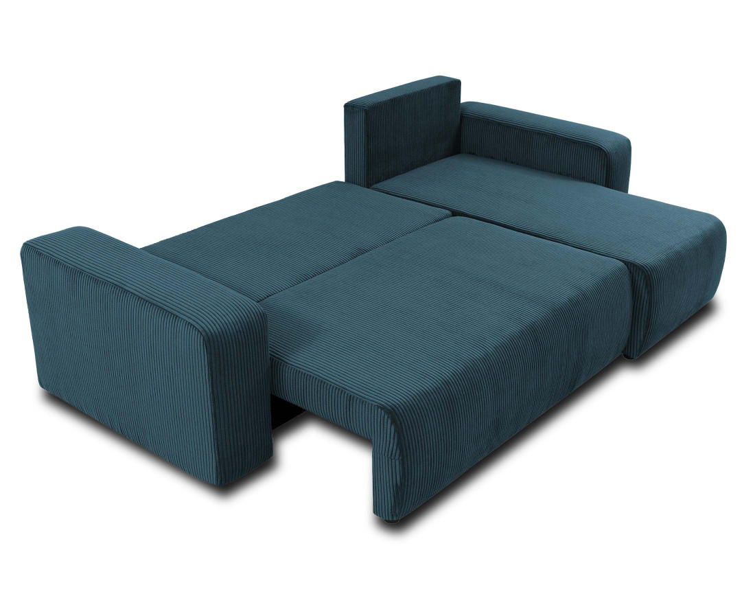 Canapé d'angle réversible 4 places convertible avec coffre en velours côtelé Artemisa