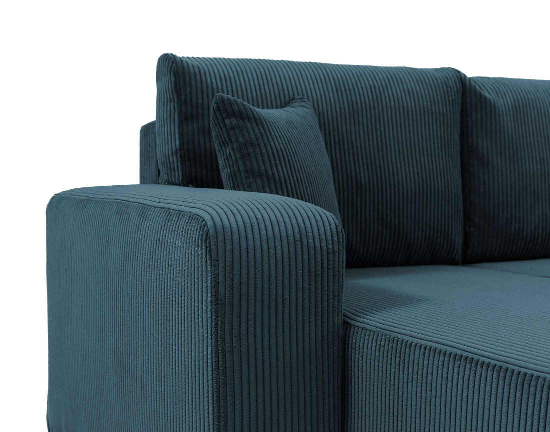 Canapé d'angle réversible 4 places convertible avec coffre en velours côtelé Artemisa