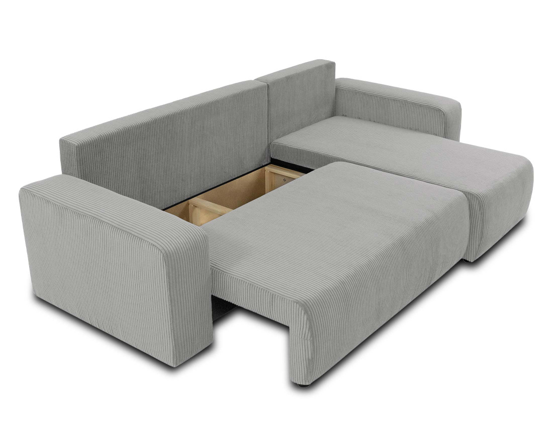 Canapé d'angle réversible 4 places convertible avec coffre en velours côtelé Artemisa