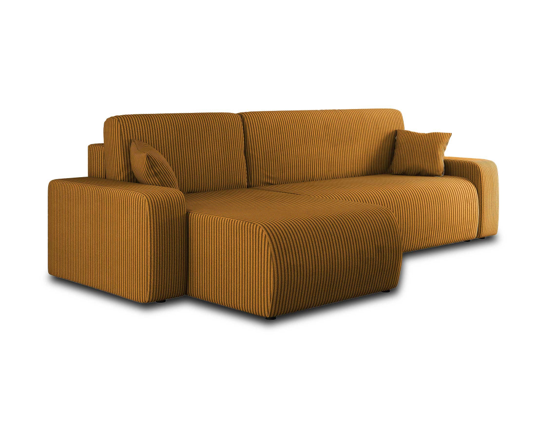 Canapé d'angle réversible 4 places convertible avec coffre en velours côtelé Artemisa
