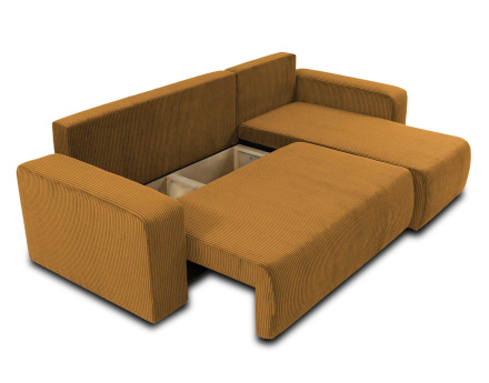 Canapé d'angle réversible 4 places convertible avec coffre en velours côtelé Artemisa