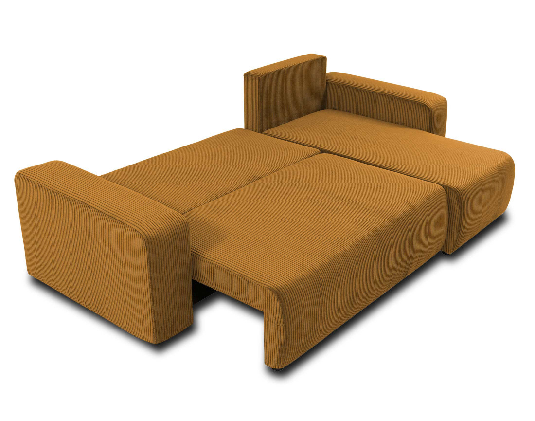 Canapé d'angle réversible 4 places convertible avec coffre en velours côtelé Artemisa