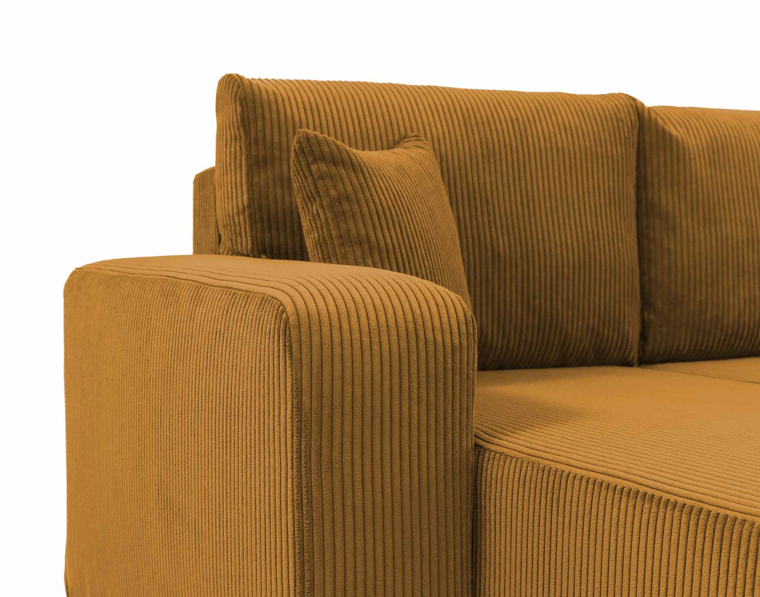 Canapé d'angle réversible 4 places convertible avec coffre en velours côtelé Artemisa