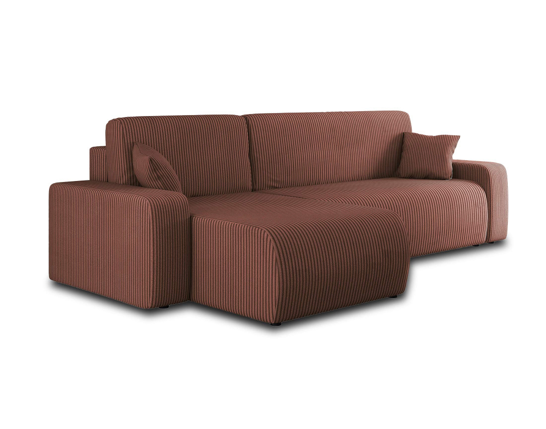 Canapé d'angle réversible 4 places convertible avec coffre en velours côtelé Artemisa