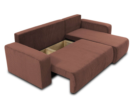 Canapé d'angle réversible 4 places convertible avec coffre en velours côtelé Artemisa