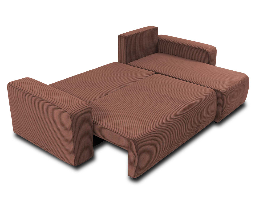 Canapé d'angle réversible 4 places convertible avec coffre en velours côtelé Artemisa