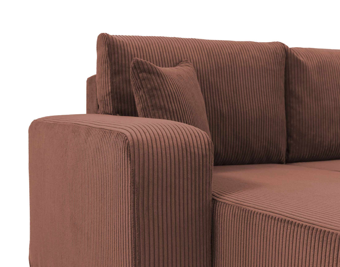 Canapé d'angle réversible 4 places convertible avec coffre en velours côtelé Artemisa