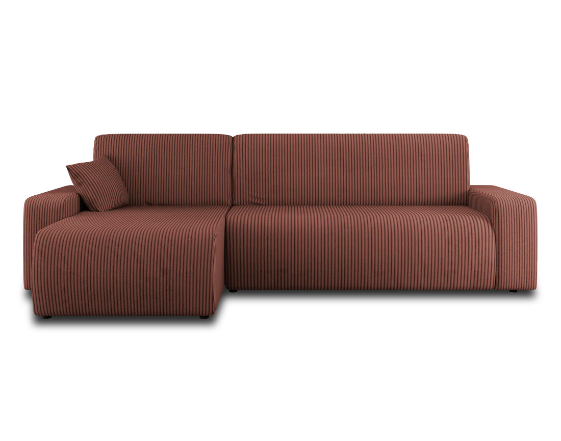 Canapé d'angle réversible 4 places convertible avec coffre en velours côtelé Artemisa