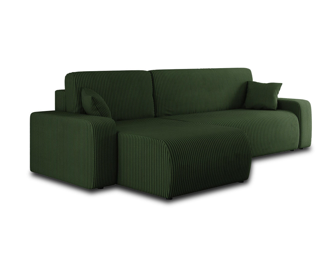 Canapé d'angle réversible 4 places convertible avec coffre en velours côtelé Artemisa