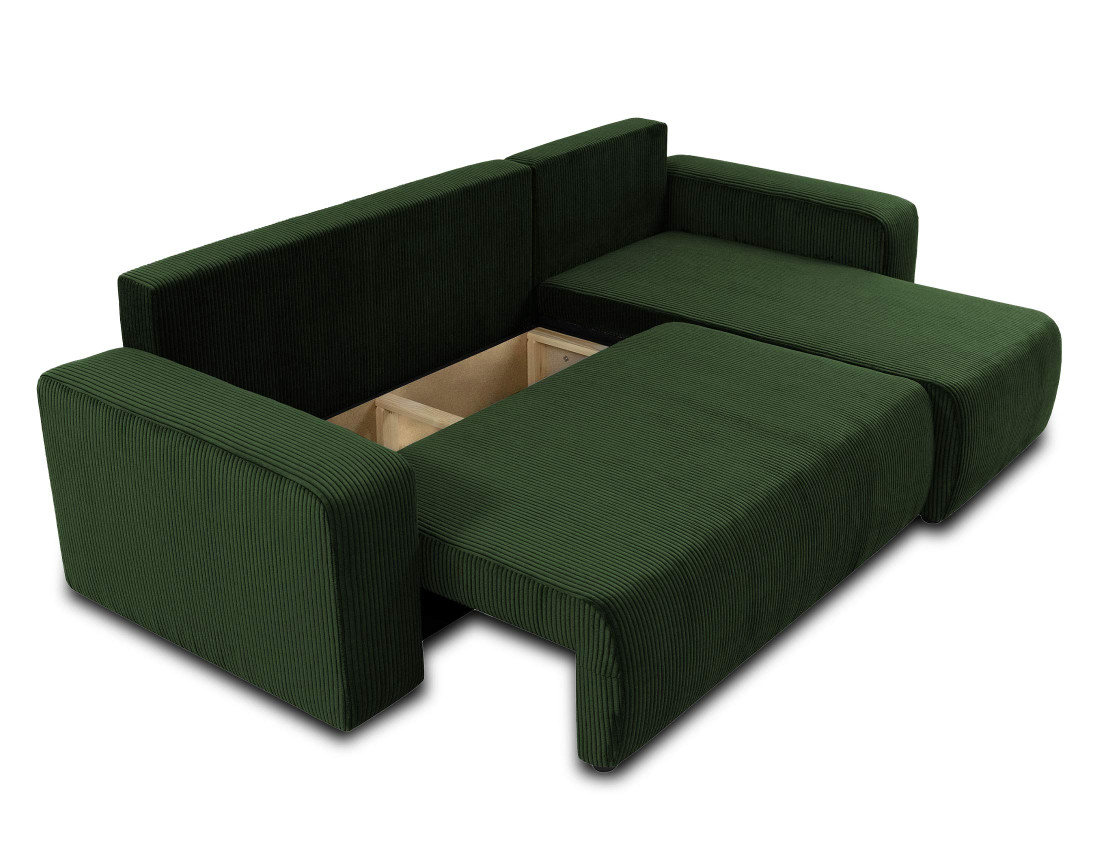 Canapé d'angle réversible 4 places convertible avec coffre en velours côtelé Artemisa