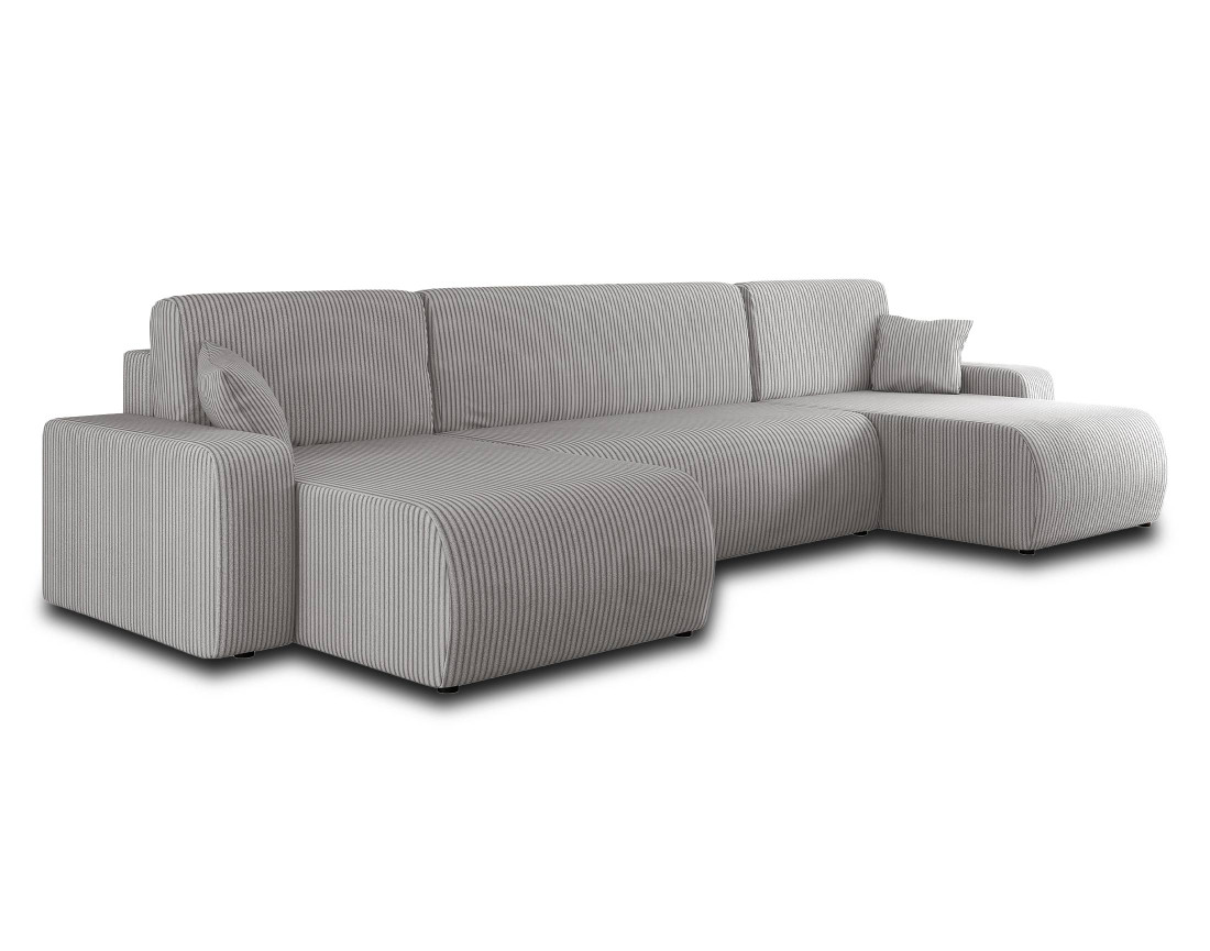 Canapé panoramique en U 7 places convertible avec coffre en velours côtelé Artemisa
