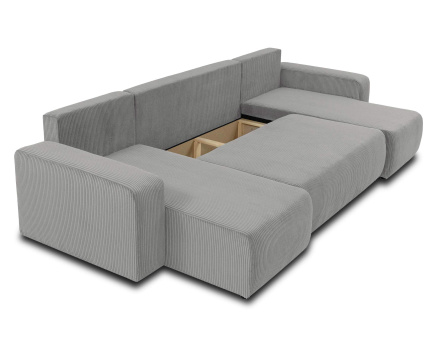 Canapé panoramique en U 7 places convertible avec coffre en velours côtelé Artemisa