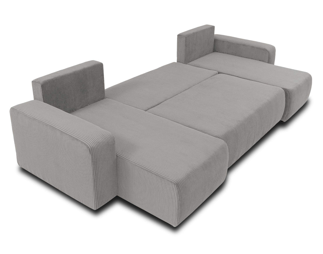 Canapé panoramique en U 7 places convertible avec coffre en velours côtelé Artemisa