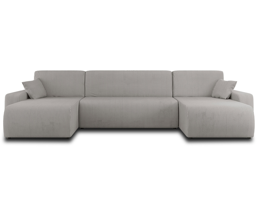 Canapé panoramique en U 7 places convertible avec coffre en velours côtelé Artemisa