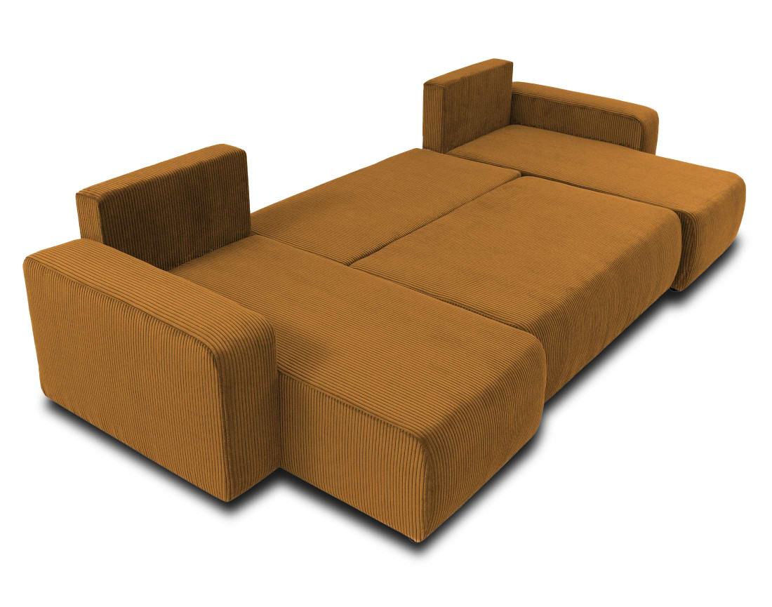 Canapé panoramique en U 7 places convertible avec coffre en velours côtelé Artemisa