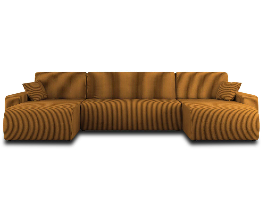 Canapé panoramique en U 7 places convertible avec coffre en velours côtelé Artemisa