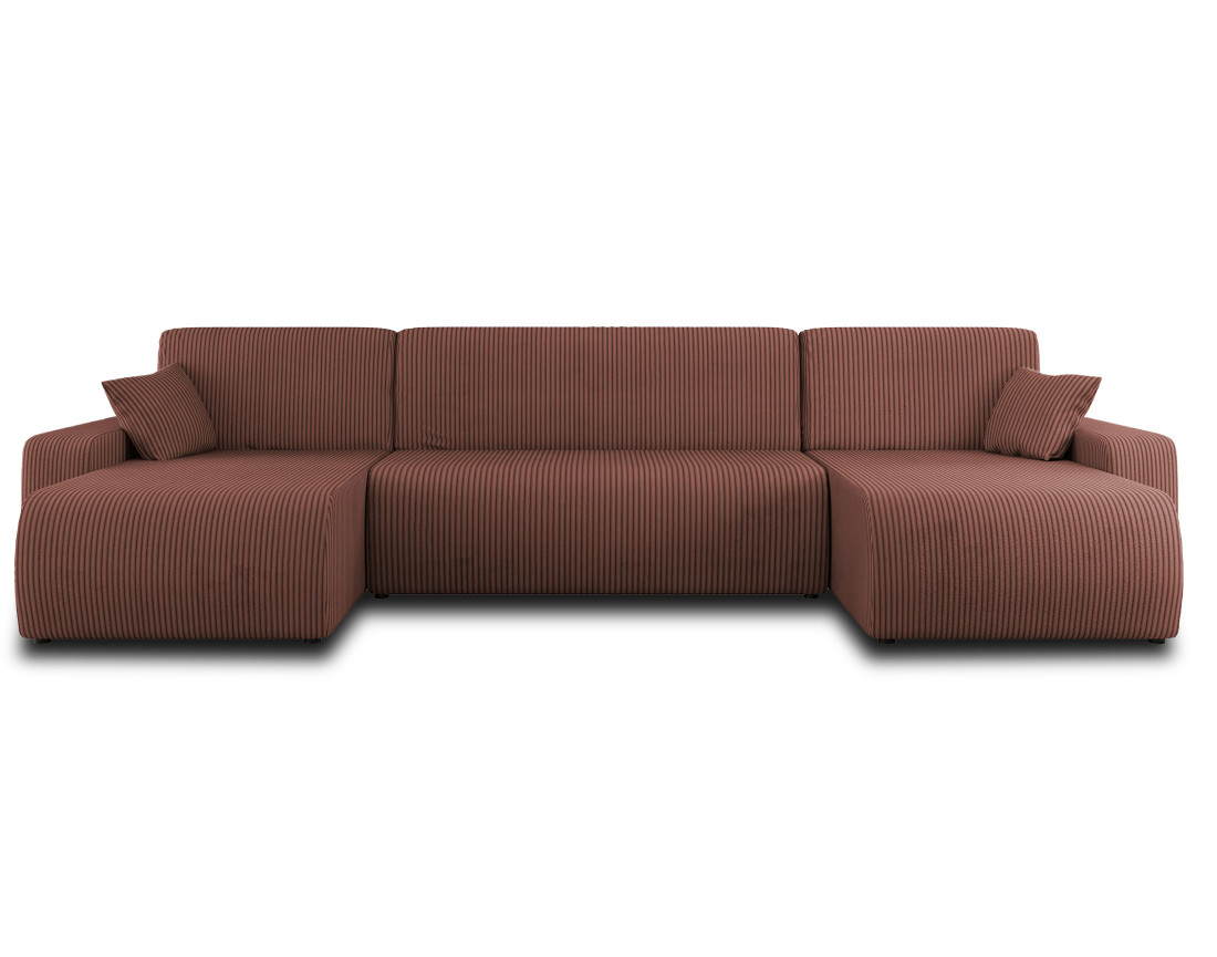 Canapé panoramique en U 7 places convertible avec coffre en velours côtelé Artemisa
