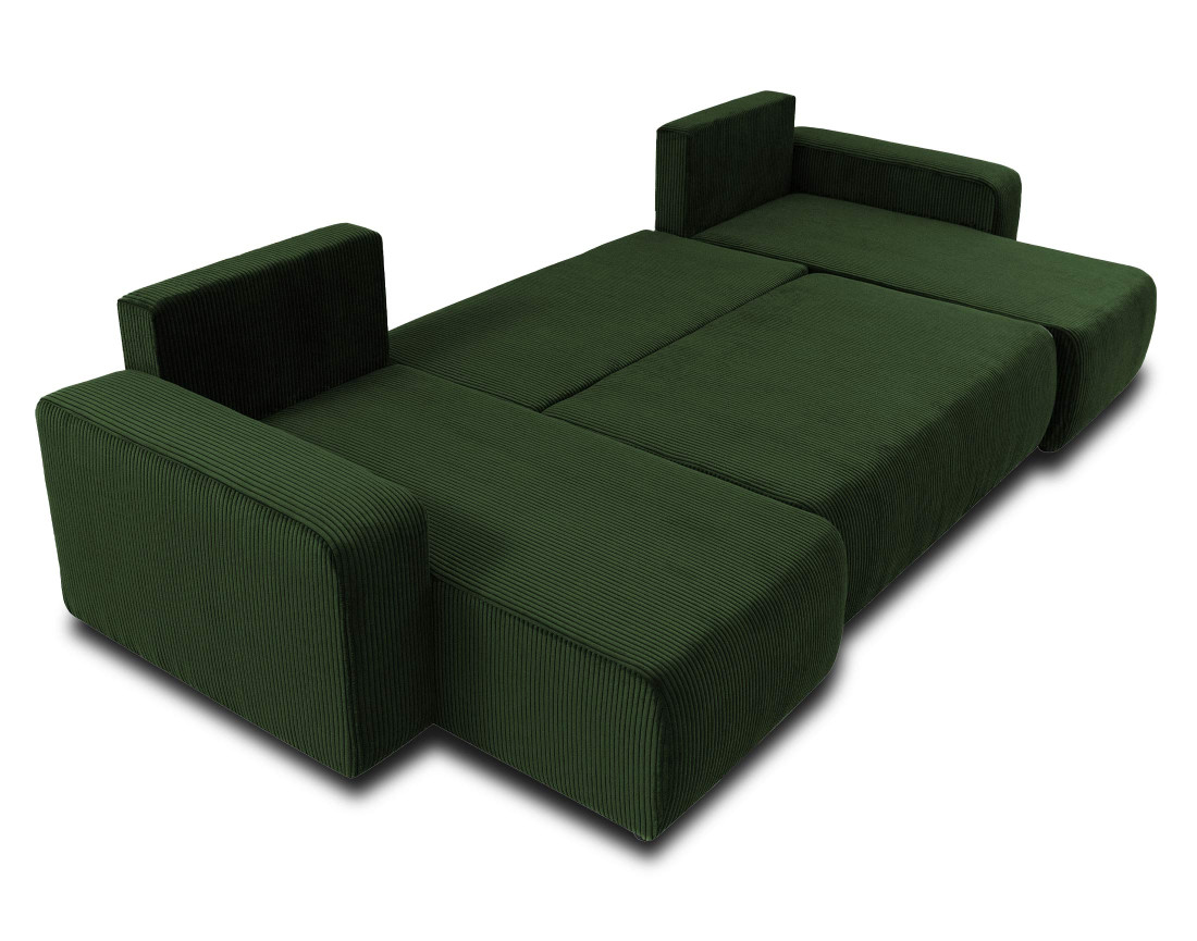 Canapé panoramique en U 7 places convertible avec coffre en velours côtelé Artemisa
