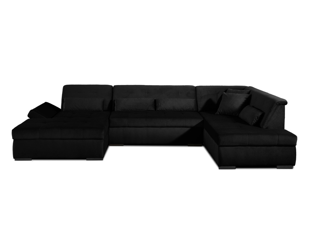 Canapé panoramique d'angle droit 7 places XXL en velours Vermont