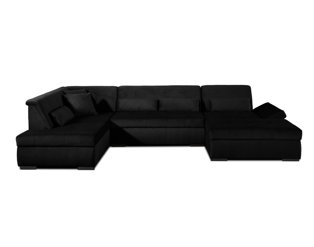 Canapé panoramique d'angle gauche 7 places XXL en velours Vermont