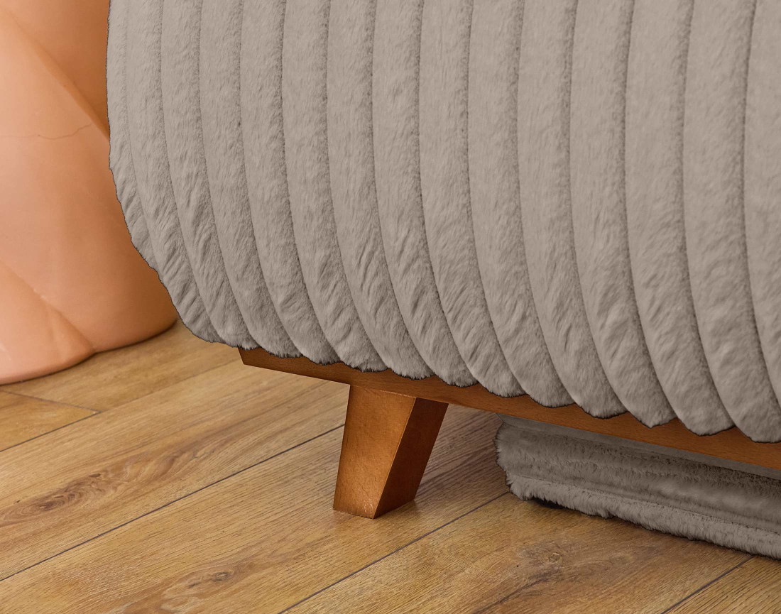 Fauteuil convertible avec coffre en fausse fourrure côtelée Cristal