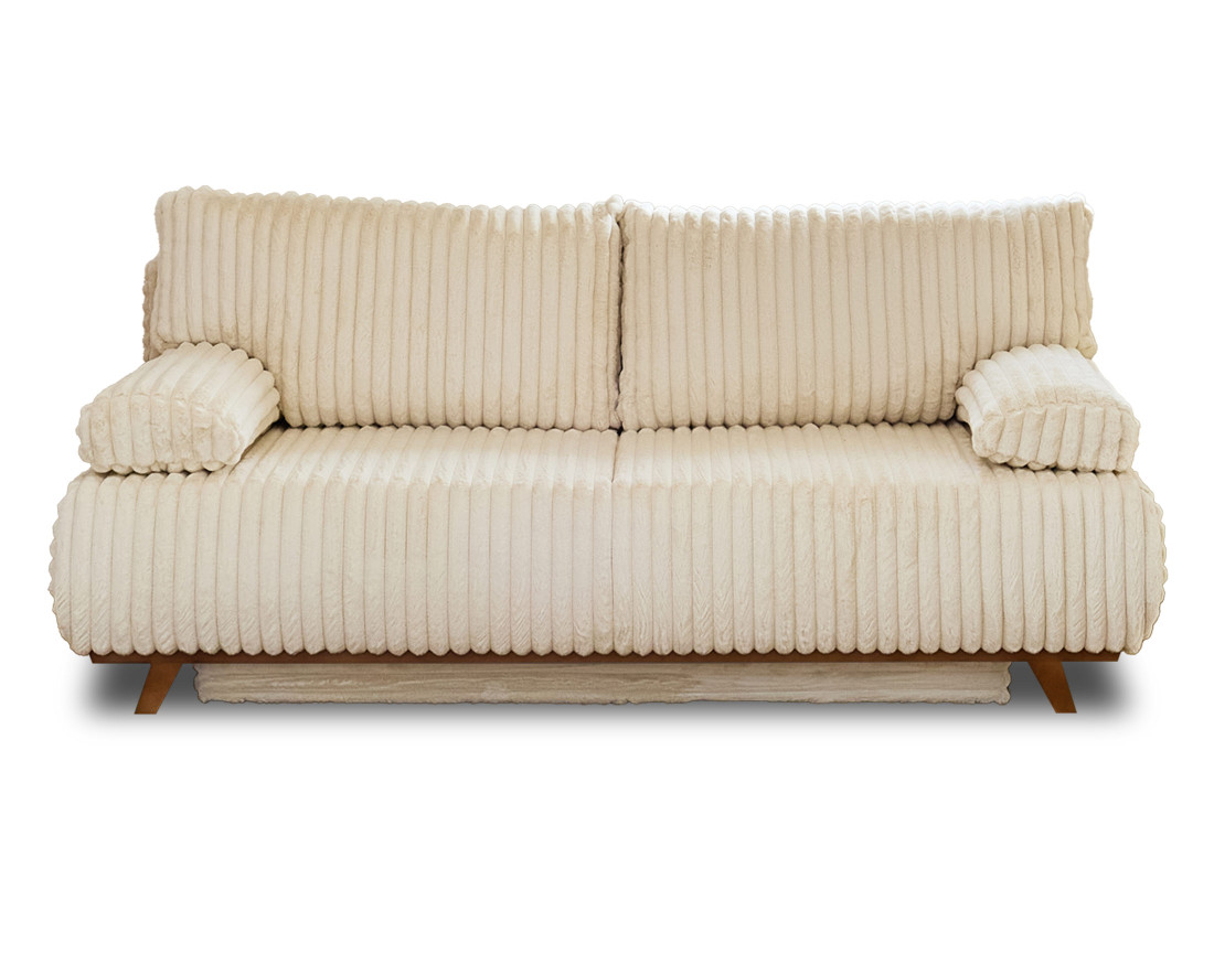 Canapé 3 places convertible avec coffre en fausse fourrure côtelée Cristal