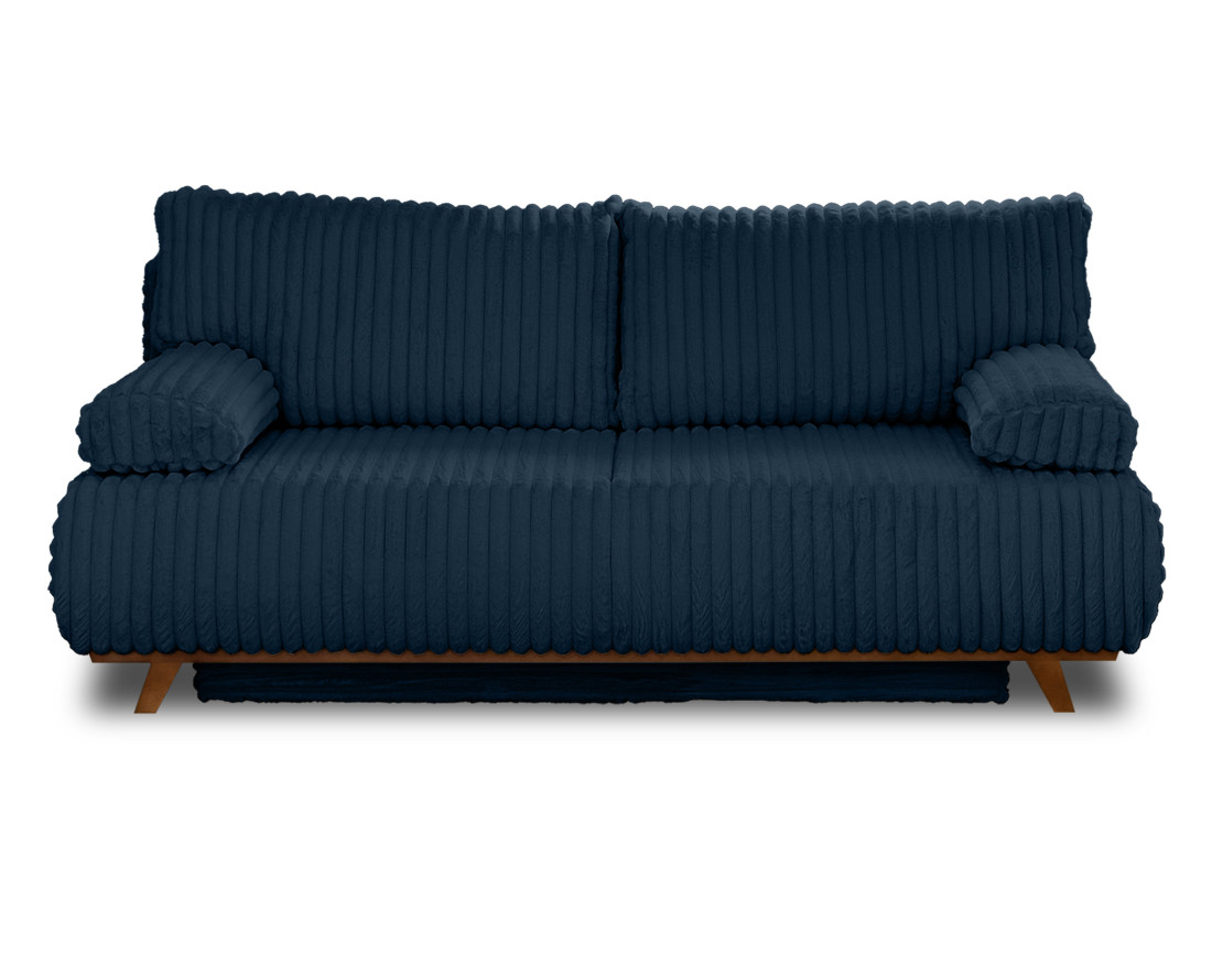 Canapé 3 places convertible avec coffre en fausse fourrure côtelée Cristal