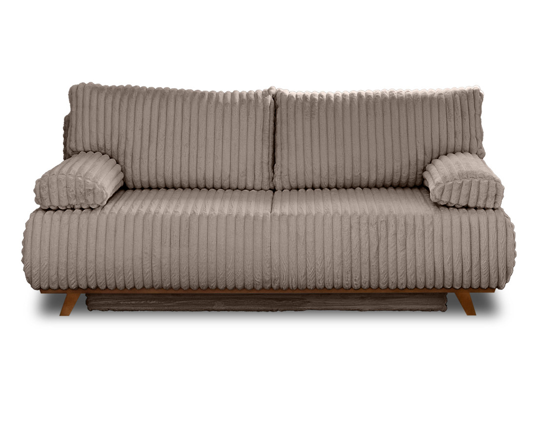 Canapé 3 places convertible avec coffre en fausse fourrure côtelée Cristal