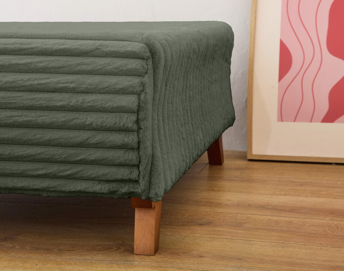 Pouf modulable 95 cm en fausse fourrure côtelée Cristal