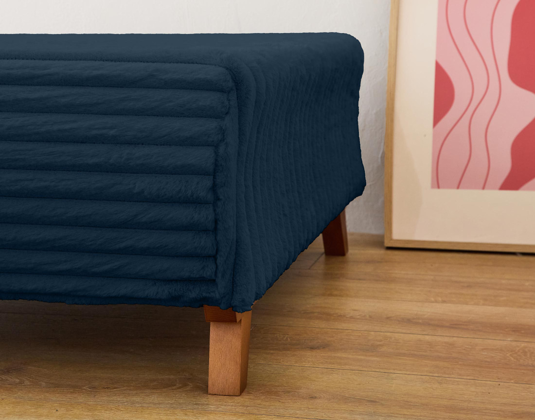 Pouf modulable 65 cm en fausse fourrure côtelée Cristal