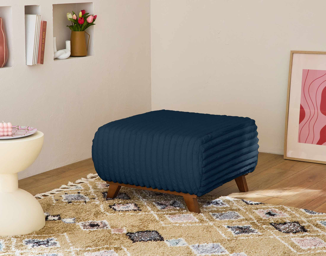 Pouf modulable 65 cm en fausse fourrure côtelée Cristal