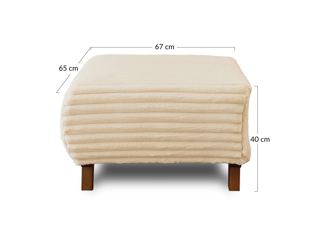 Pouf modulable 65 cm en fausse fourrure côtelée Cristal