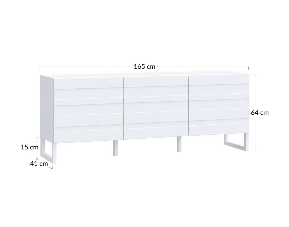 Meuble TV blanc 165 cm Sofia