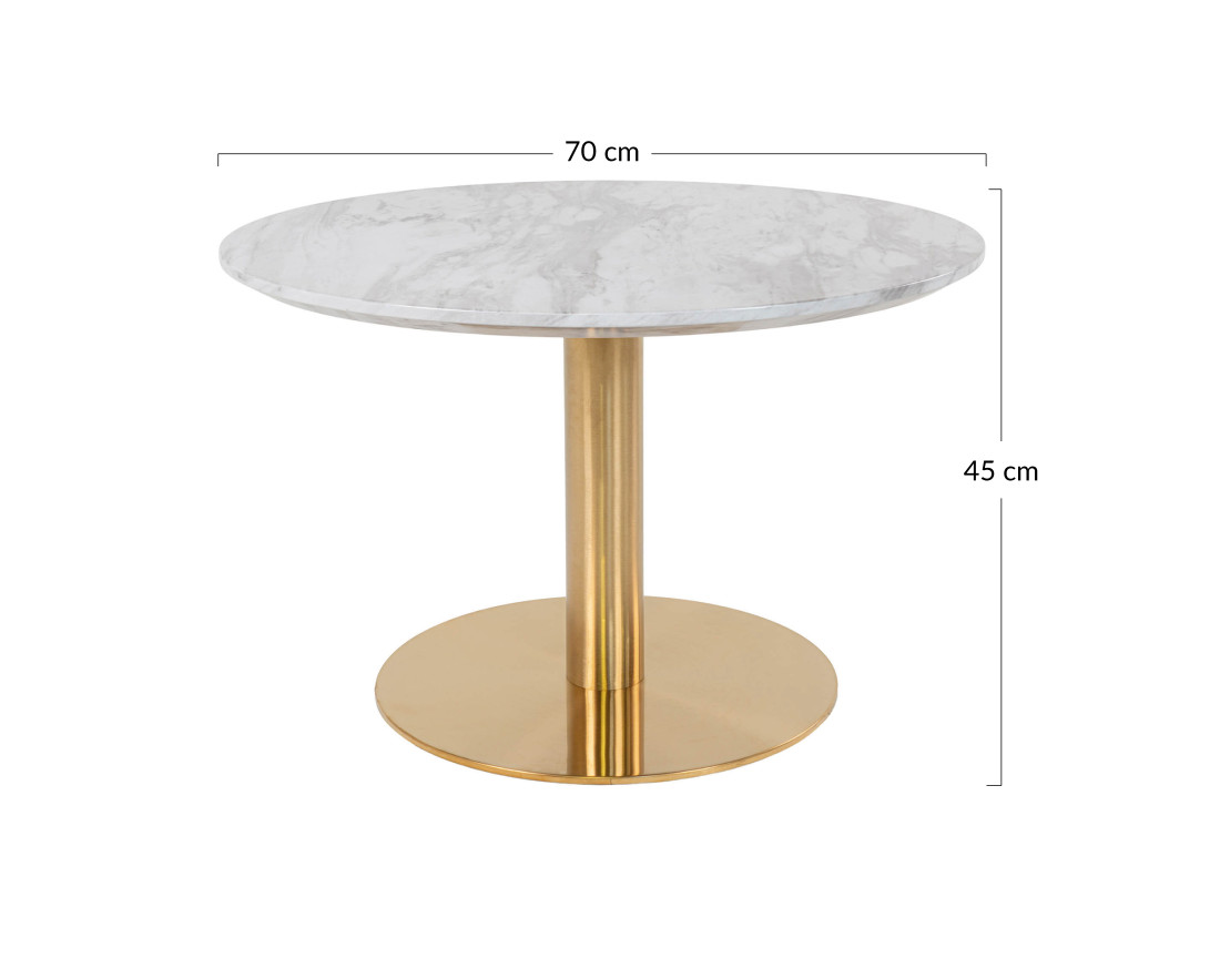 Table basse ronde effet marbre doré 70 cm Valverde
